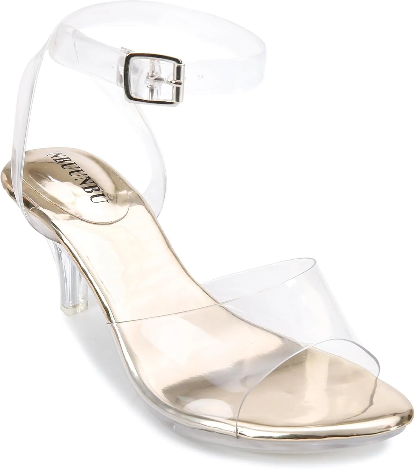 NBUUNBU Clear Strappy Heels For Women Transparent Ankle Strap Platform High Heeled Sandals Sexy Stiletto Comfortable Crystal Dress Shoes Adjustable Buckle Open Toe Pump Mules