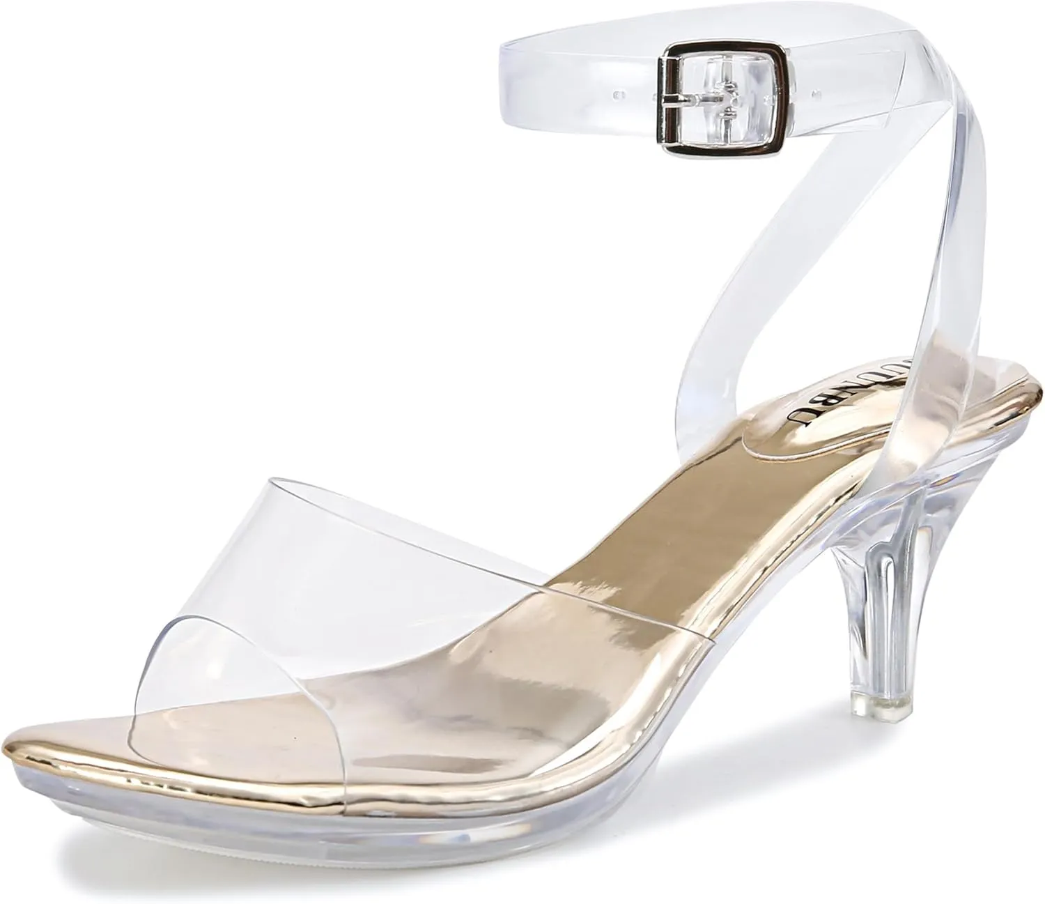 NBUUNBU Clear Strappy Heels For Women Transparent Ankle Strap Platform High Heeled Sandals Sexy Stiletto Comfortable Crystal Dress Shoes Adjustable Buckle Open Toe Pump Mules