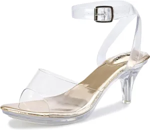 NBUUNBU Clear Strappy Heels For Women Transparent Ankle Strap Platform High Heeled Sandals Sexy Stiletto Comfortable Crystal Dress Shoes Adjustable Buckle Open Toe Pump Mules