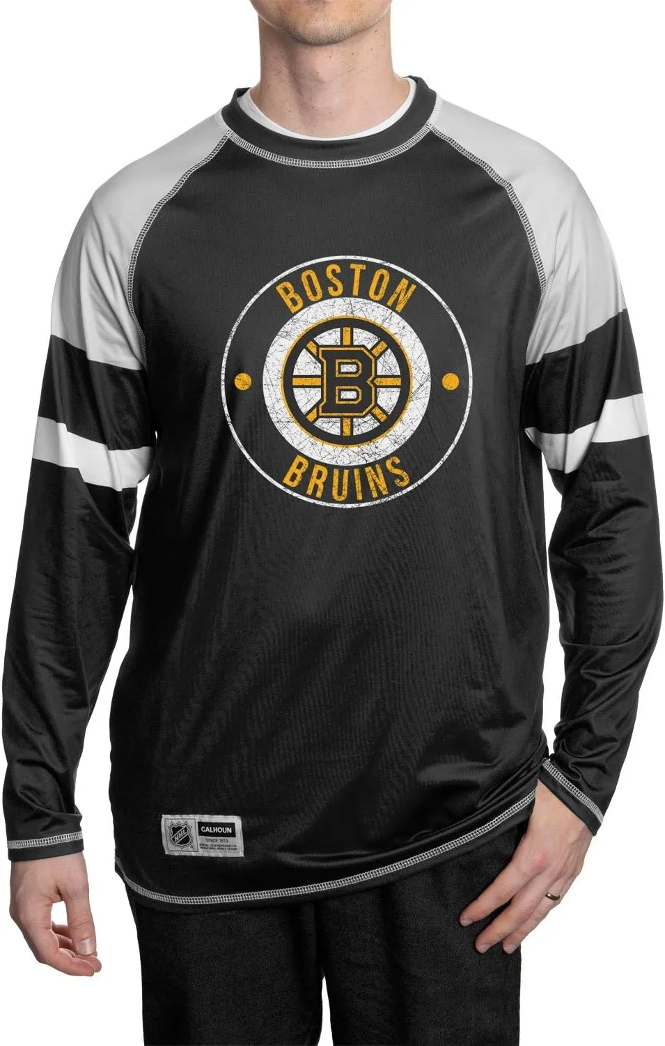 NHL Mens Thermal Long Sleeve Rash Guard Shirt, Fleece Lining, UPF50