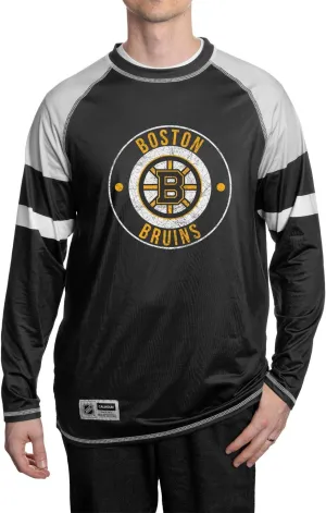 NHL Mens Thermal Long Sleeve Rash Guard Shirt, Fleece Lining, UPF50