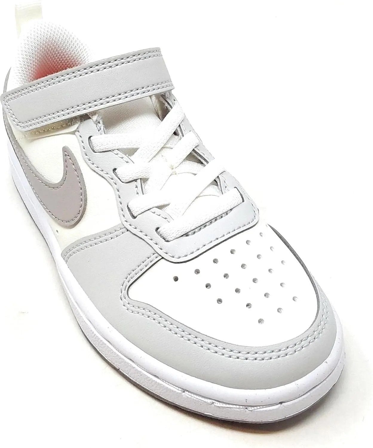 Nike Court Borough Low DV5457 127 Children's Trainers White/Grey Velcro Fastener