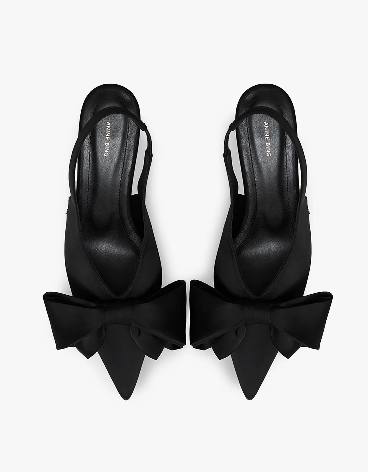 Nina Heels With Bow - Black Satin