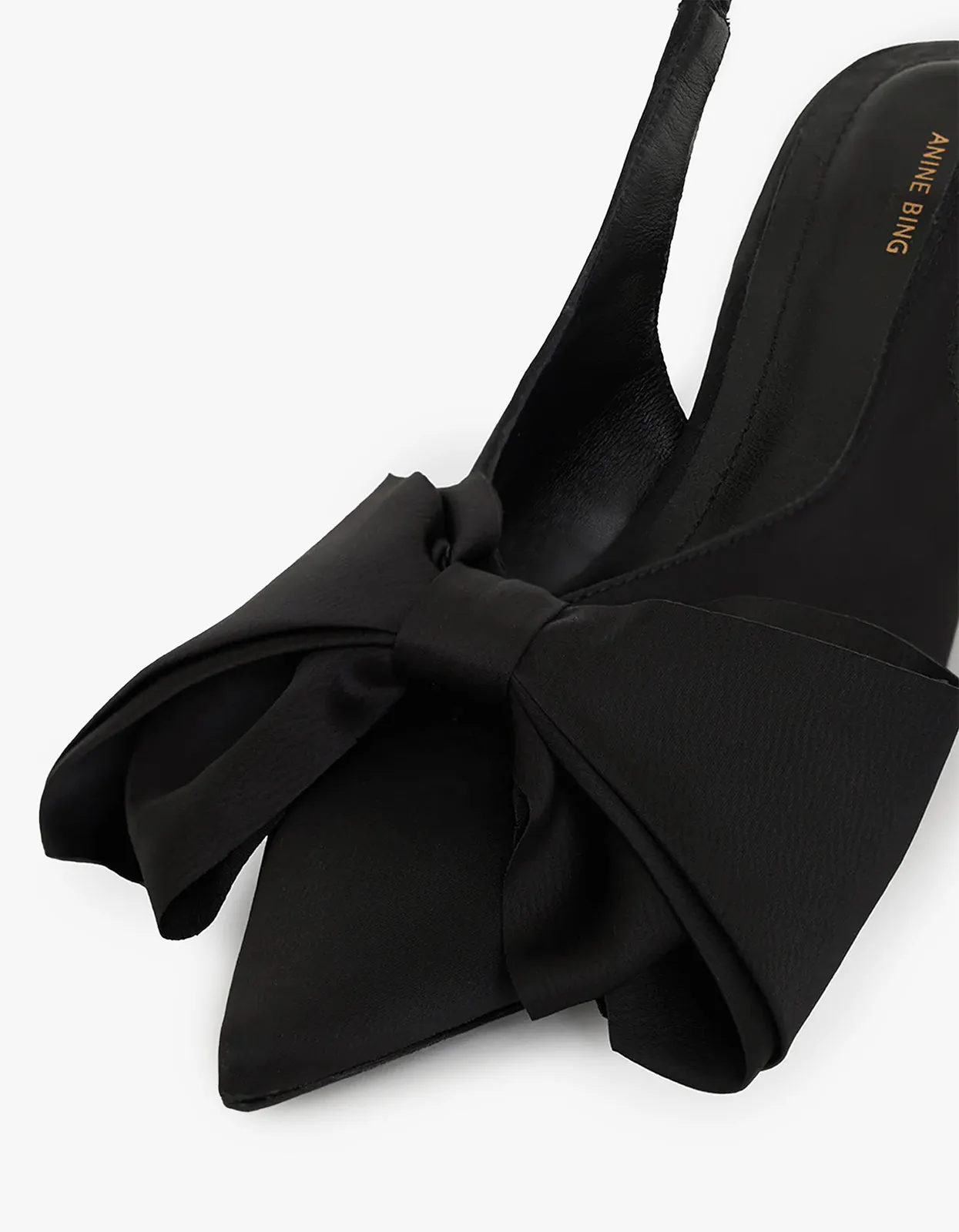 Nina Heels With Bow - Black Satin