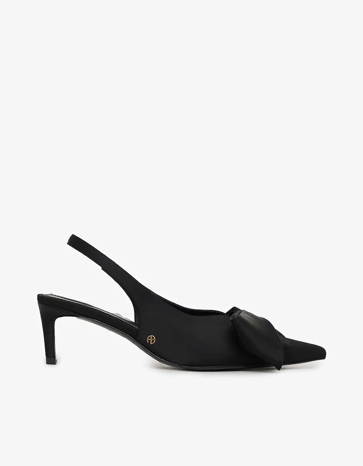 Nina Heels With Bow - Black Satin