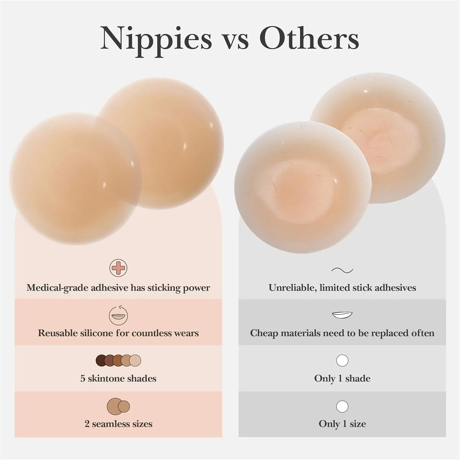 Nippies Nipple Covers for Women - Sticky Adhesive Silicone Pasties - Reusable Pasty Nipple Cover with Travel Box