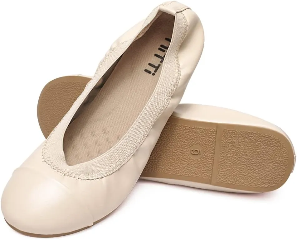 NITTI Women's Ballet Flats Classic Round Toe Flats Shoes Casual Comfort Slip On Soft Walking Shoes