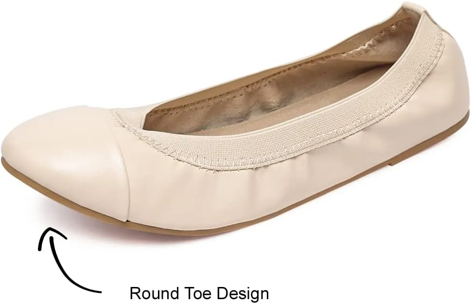 NITTI Women's Ballet Flats Classic Round Toe Flats Shoes Casual Comfort Slip On Soft Walking Shoes