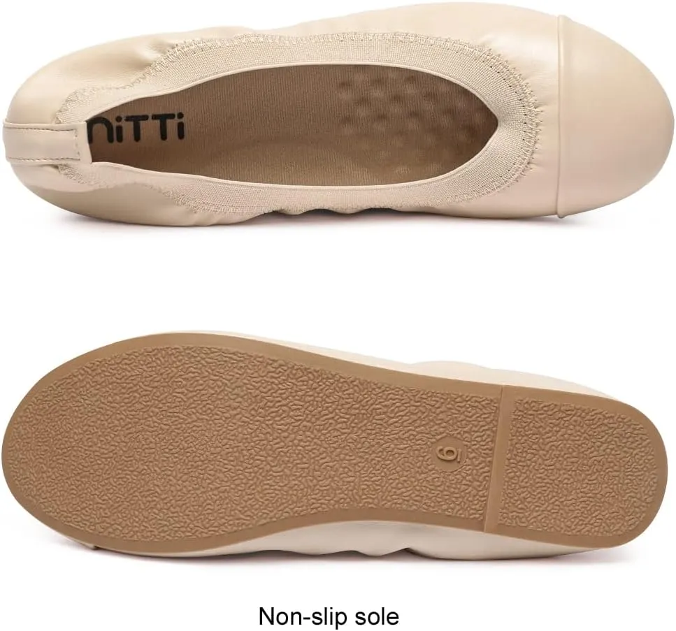 NITTI Women's Ballet Flats Classic Round Toe Flats Shoes Casual Comfort Slip On Soft Walking Shoes