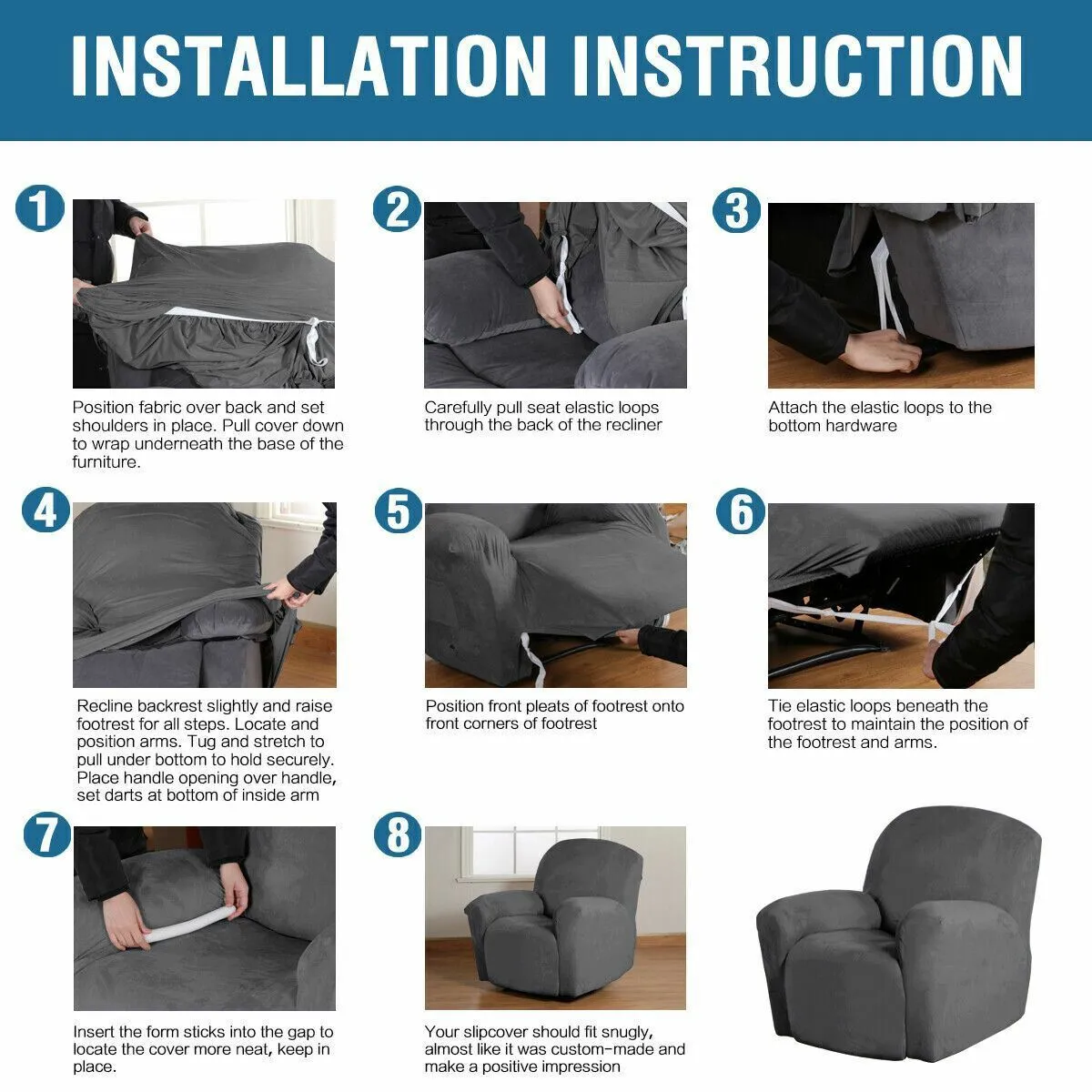 Non-Slip Stretch Suede Recliner Couch Cover