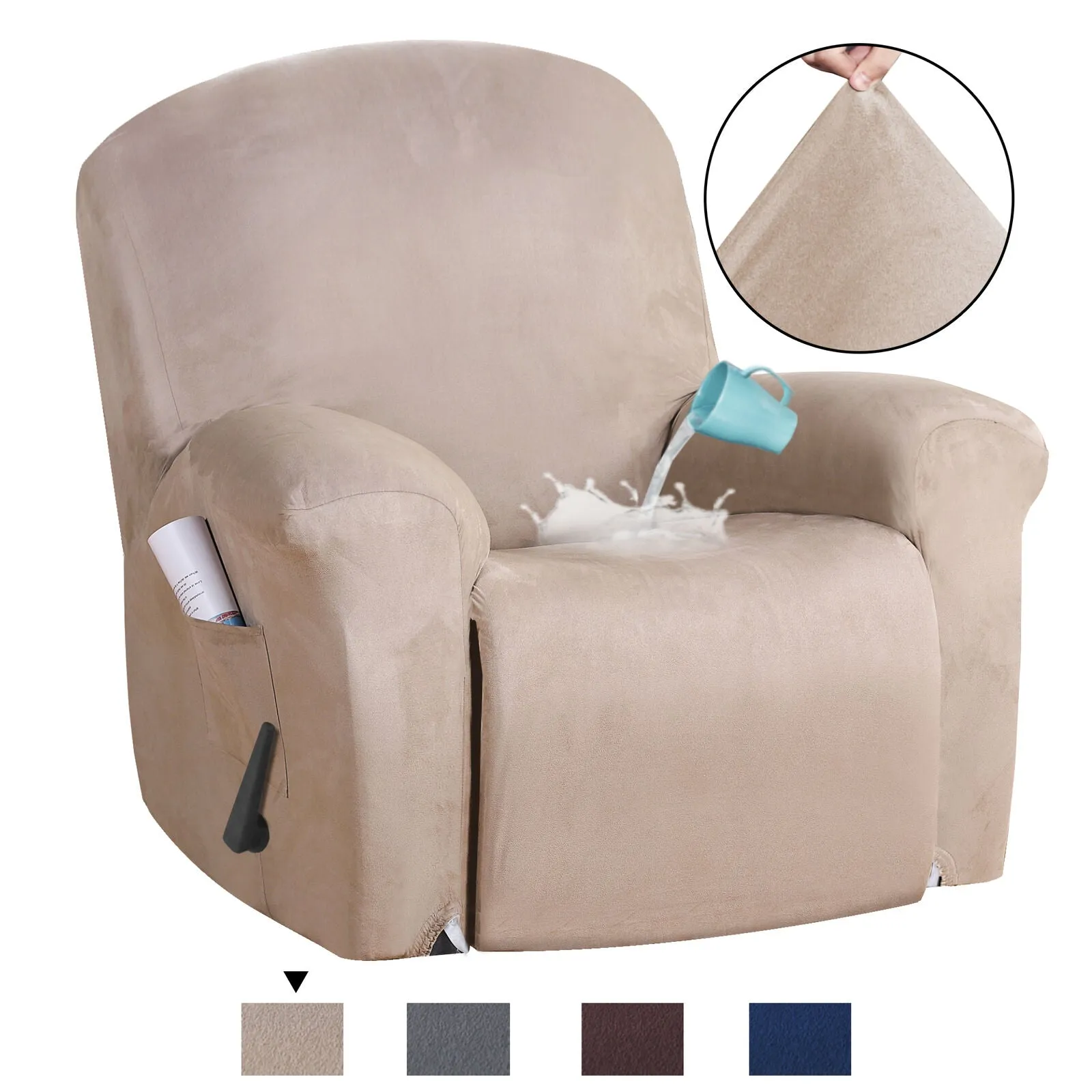 Non-Slip Stretch Suede Recliner Couch Cover
