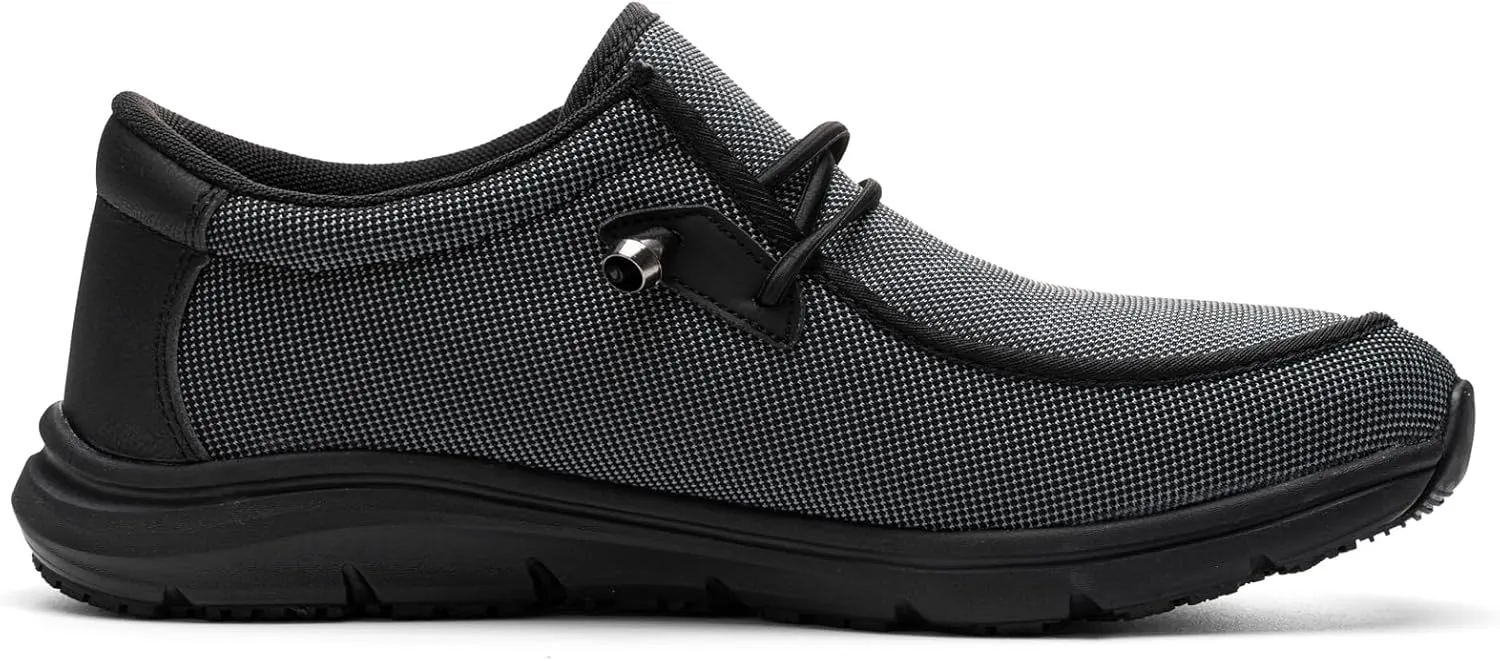 Non Slip Work Shoes for Men Women Waterproof Lightweight Slip on Mesh Loafers Walking Food Service Stretch Shoes