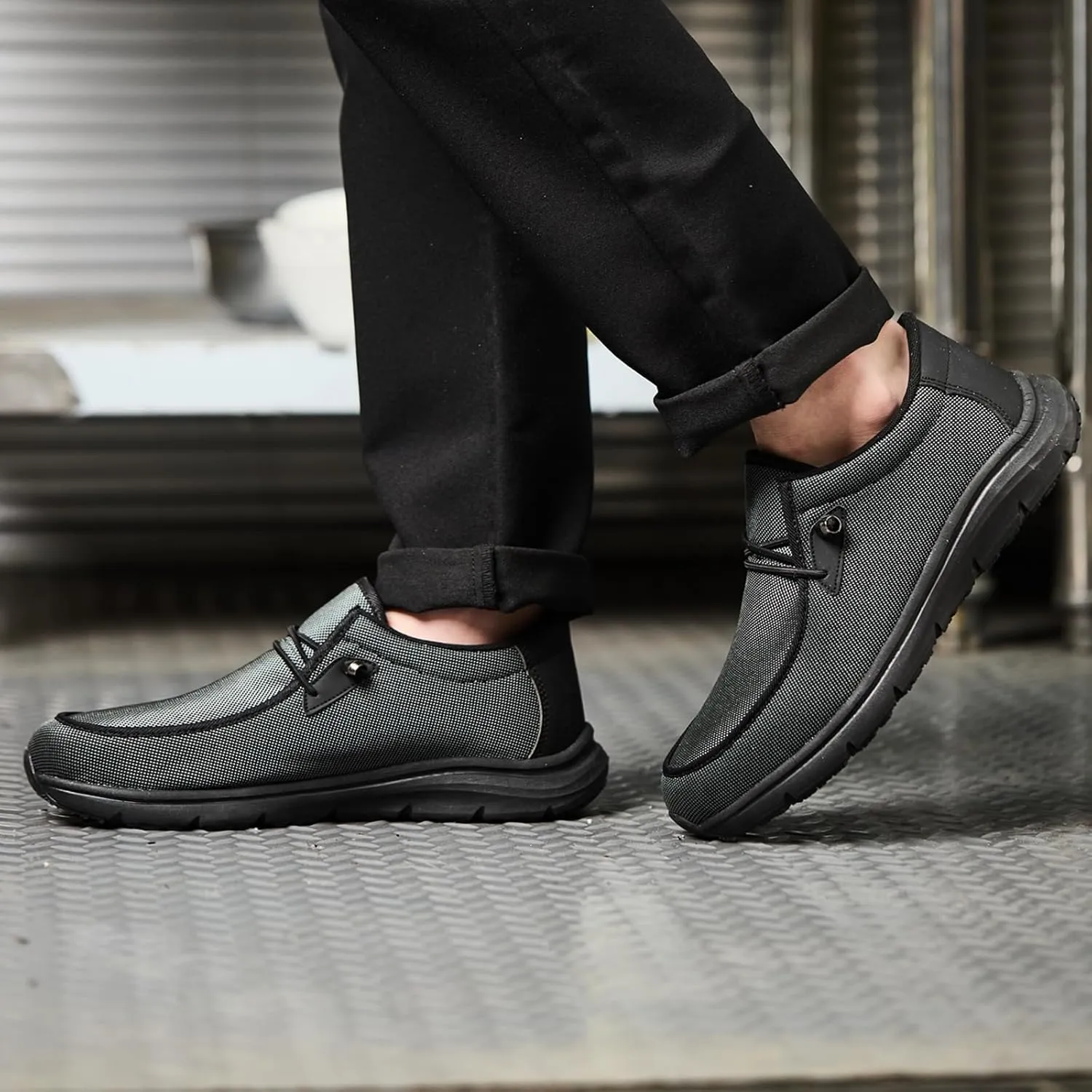 Non Slip Work Shoes for Men Women Waterproof Lightweight Slip on Mesh Loafers Walking Food Service Stretch Shoes
