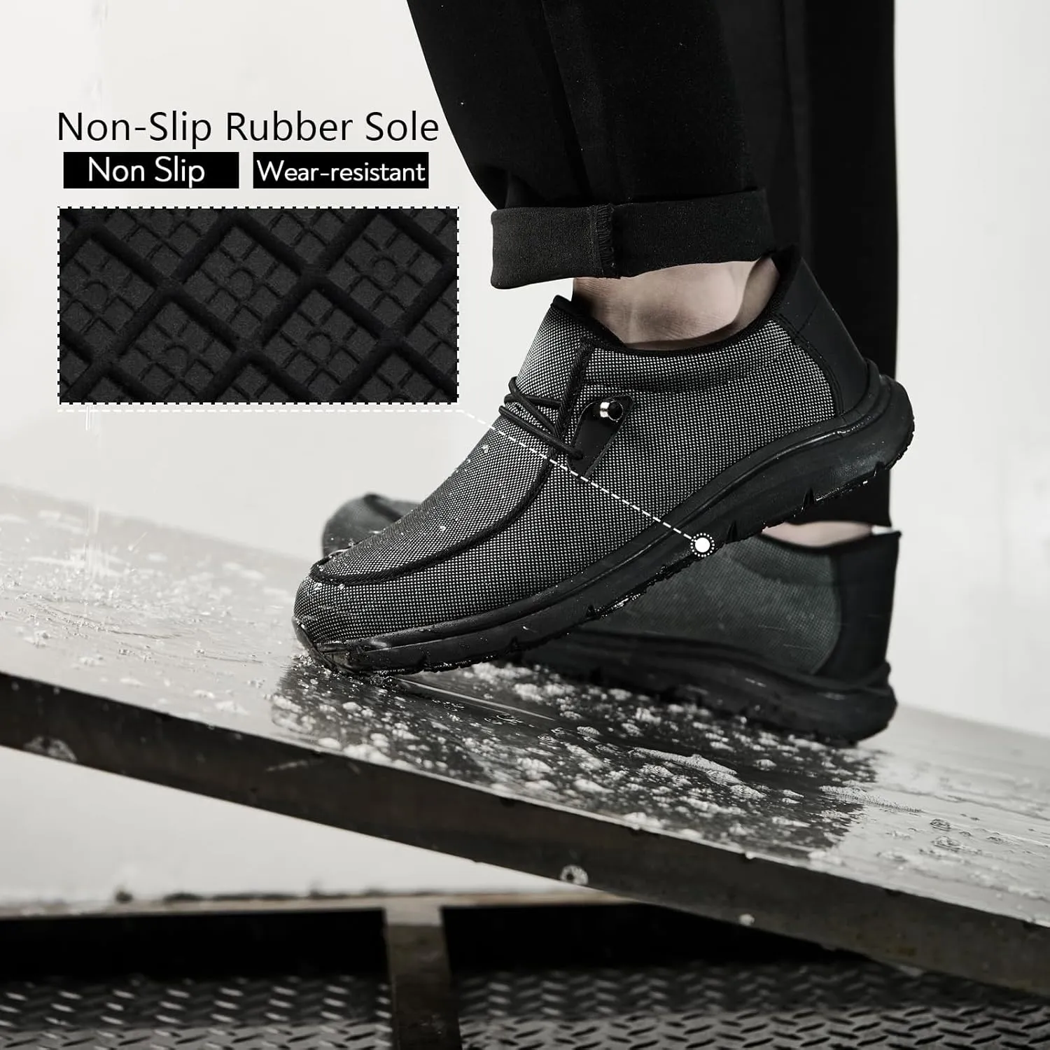Non Slip Work Shoes for Men Women Waterproof Lightweight Slip on Mesh Loafers Walking Food Service Stretch Shoes