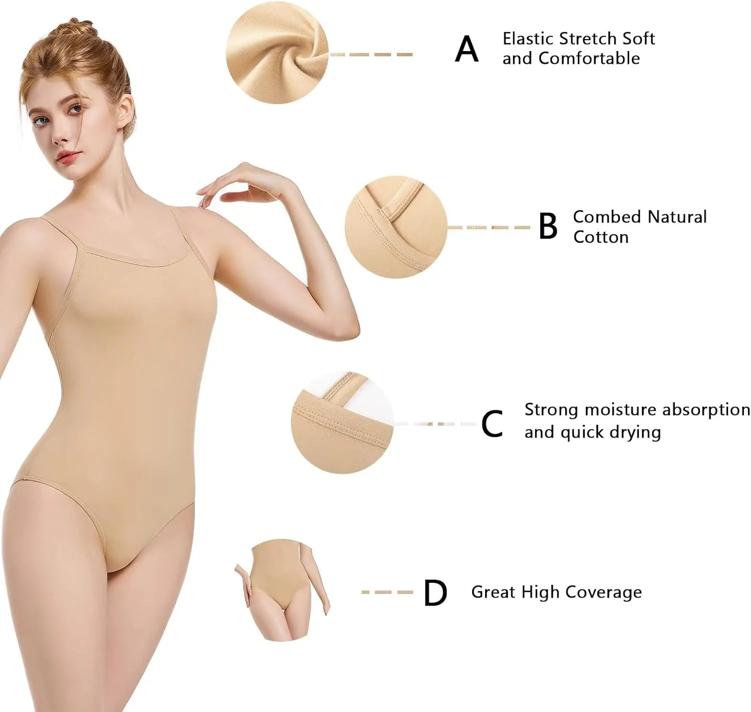 Nude Seamless Women and Girls Ballet Dance Leotards Costume camisole leotard Undergarment Gymnastic Leotard