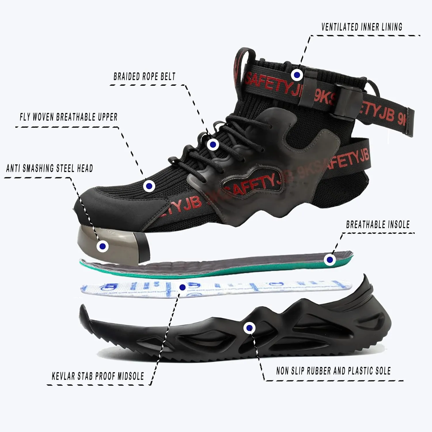Nutropa Steel Toe Shoes for Men Women Work Safety Footwear Lightweight Breathable Comfortable Industrial Construction Sneakers