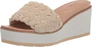 NYDJ Women's Rora Stretch Elastic Wedge Sandal, Sandstone, 5.5