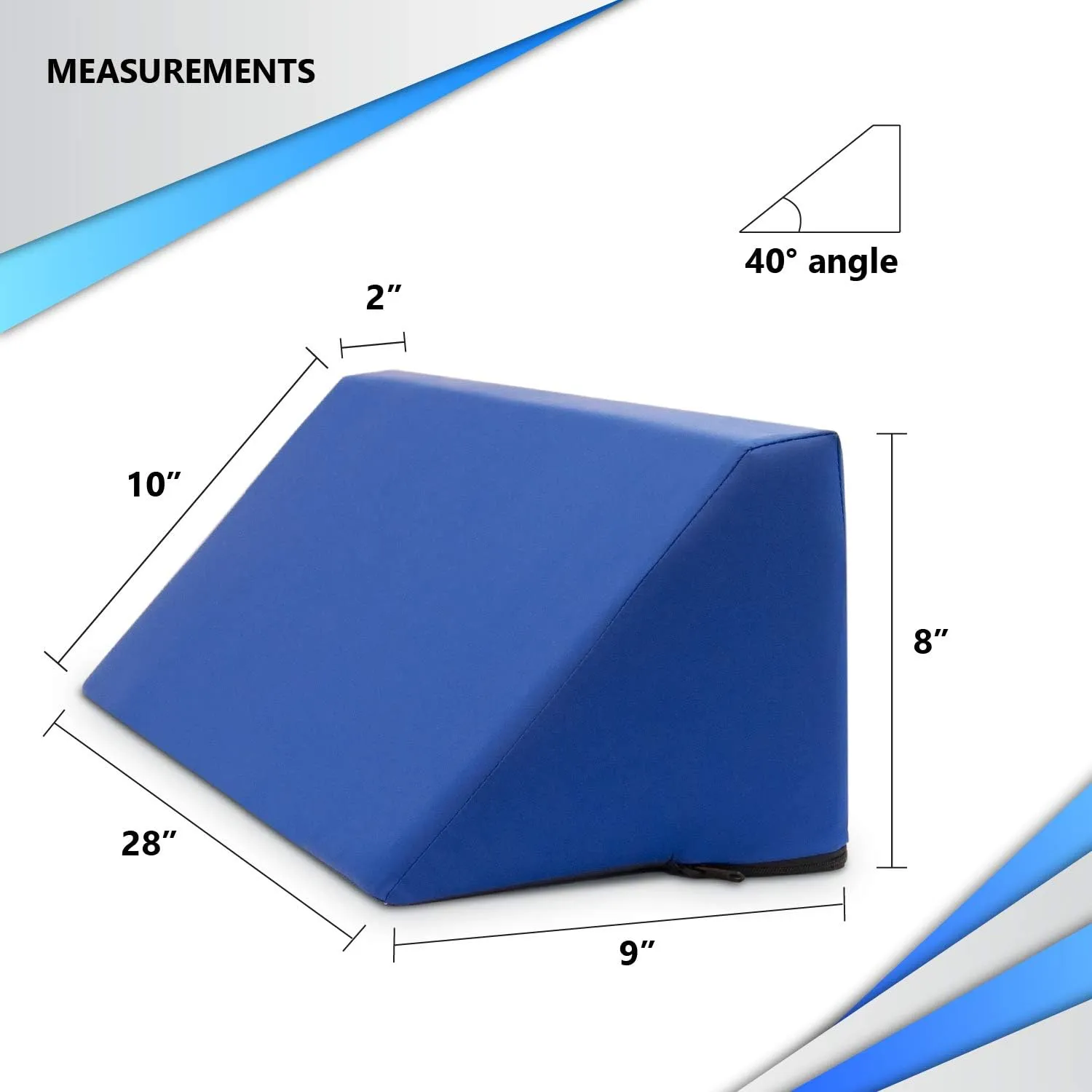 NYOrtho Positioning Wedge 40° – Bed Wedge Pillow for Pressure Relief & Alignment – Multi-Angle Cushion for Bedridden Patients, Hip, Coccyx, Spine Support, Water-Resistant – 28x10x8x2 in