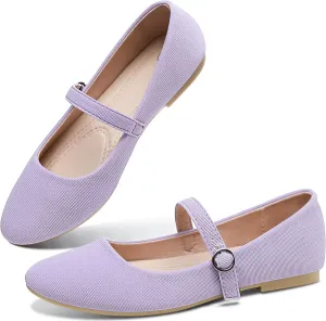 Obtaom Mary Jane Flat Shoes Round Toe Ballet Flats for Women Dressy Fabric Business Flats Comfortable Classic Strap Flats for Office