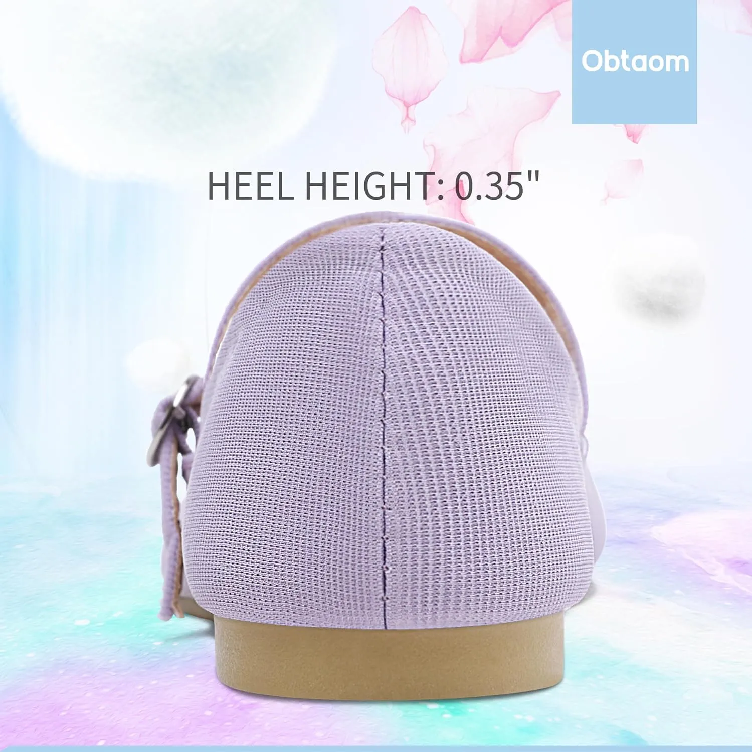 Obtaom Mary Jane Flat Shoes Round Toe Ballet Flats for Women Dressy Fabric Business Flats Comfortable Classic Strap Flats for Office