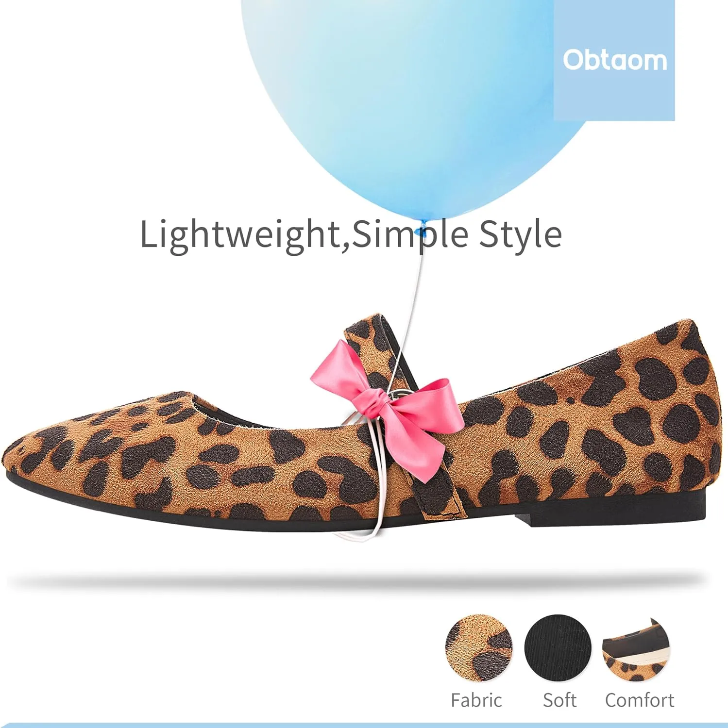 Obtaom Mary Jane Flat Shoes Round Toe Ballet Flats for Women Dressy Fabric Business Flats Comfortable Classic Strap Flats for Office