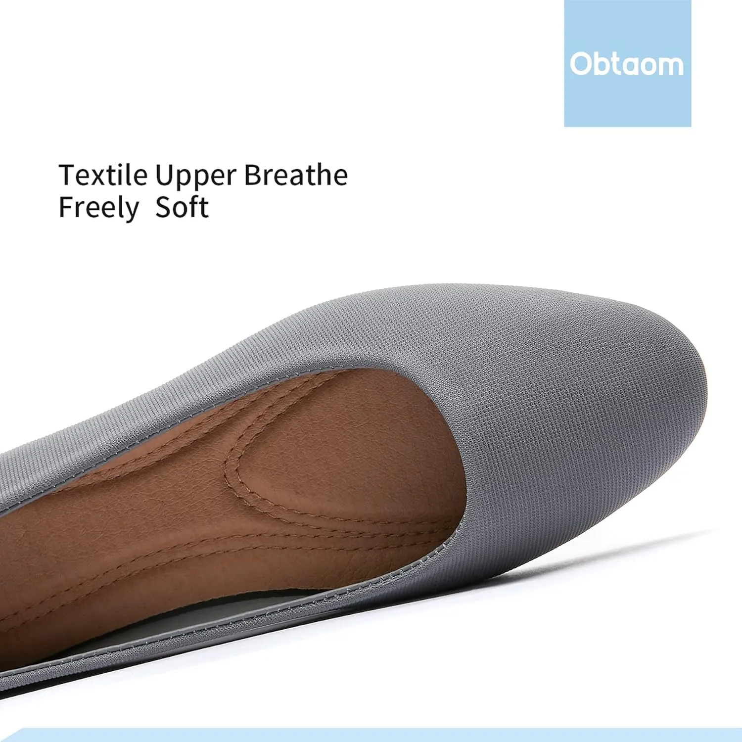 Obtaom Round Toe Women Flat Shoes Slip on Girls Dress Black Ballet Flats