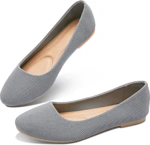Obtaom Round Toe Women Flat Shoes Slip on Girls Dress Black Ballet Flats