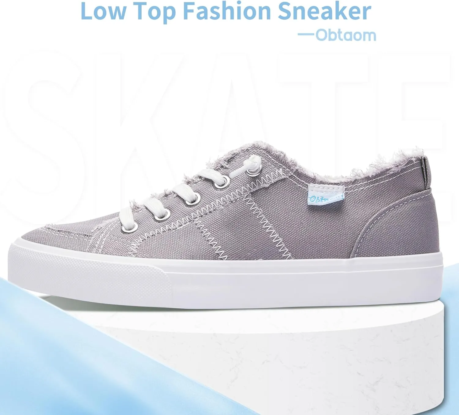 Obtaom Women's Play Fashion Sneaker White Color Washed and Leopard Canvas Slip on Shoes