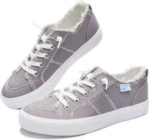 Obtaom Women's Play Fashion Sneaker White Color Washed and Leopard Canvas Slip on Shoes