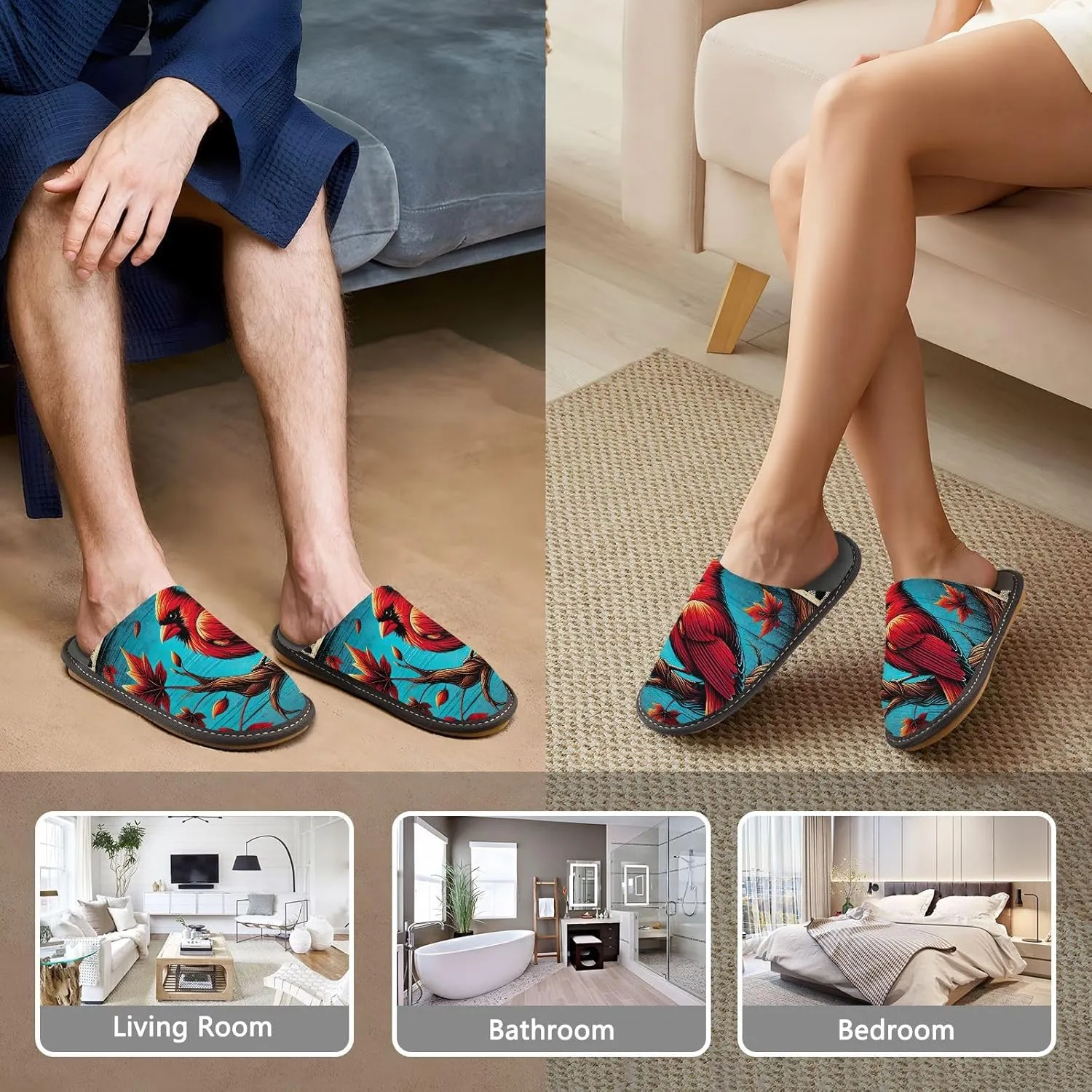ODAWA Sloth Tree Party Ladies Slippers House Memory Foam Warm Slip on House Shoes