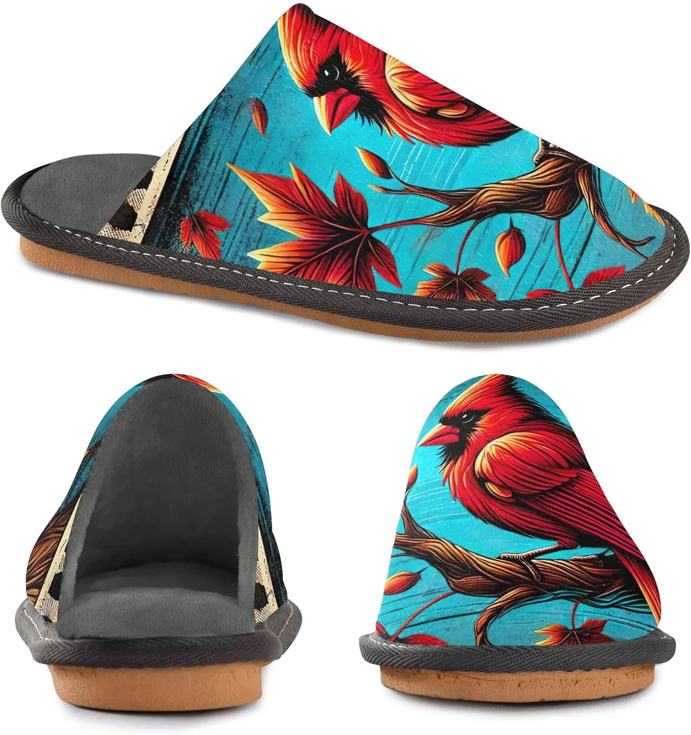 ODAWA Sloth Tree Party Ladies Slippers House Memory Foam Warm Slip on House Shoes