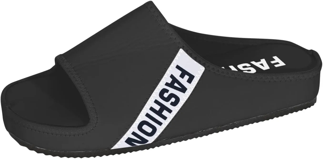 oiangi Summer Platform Slippers for Women Fashion Casual Fish Mouth Peep Toe Slip-on Slides Comfy Outdoor Letter Colorblock Ladies Non-Slip Shoes
