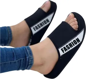oiangi Summer Platform Slippers for Women Fashion Casual Fish Mouth Peep Toe Slip-on Slides Comfy Outdoor Letter Colorblock Ladies Non-Slip Shoes