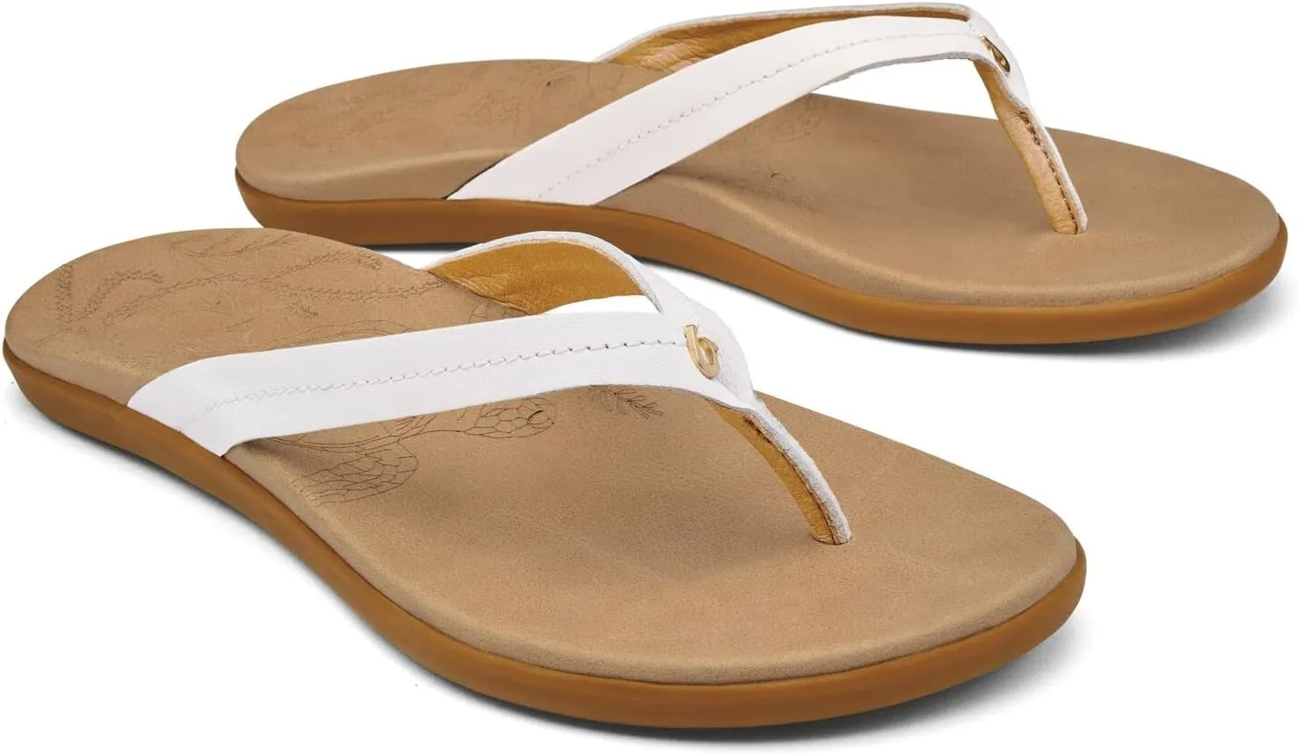 OLUKAI Honu Women's Beach Sandal, Soft & Comfortable Full-Grain Leather, Easy Slip-On Design for Everyday Fashion, Casual & Modern Style