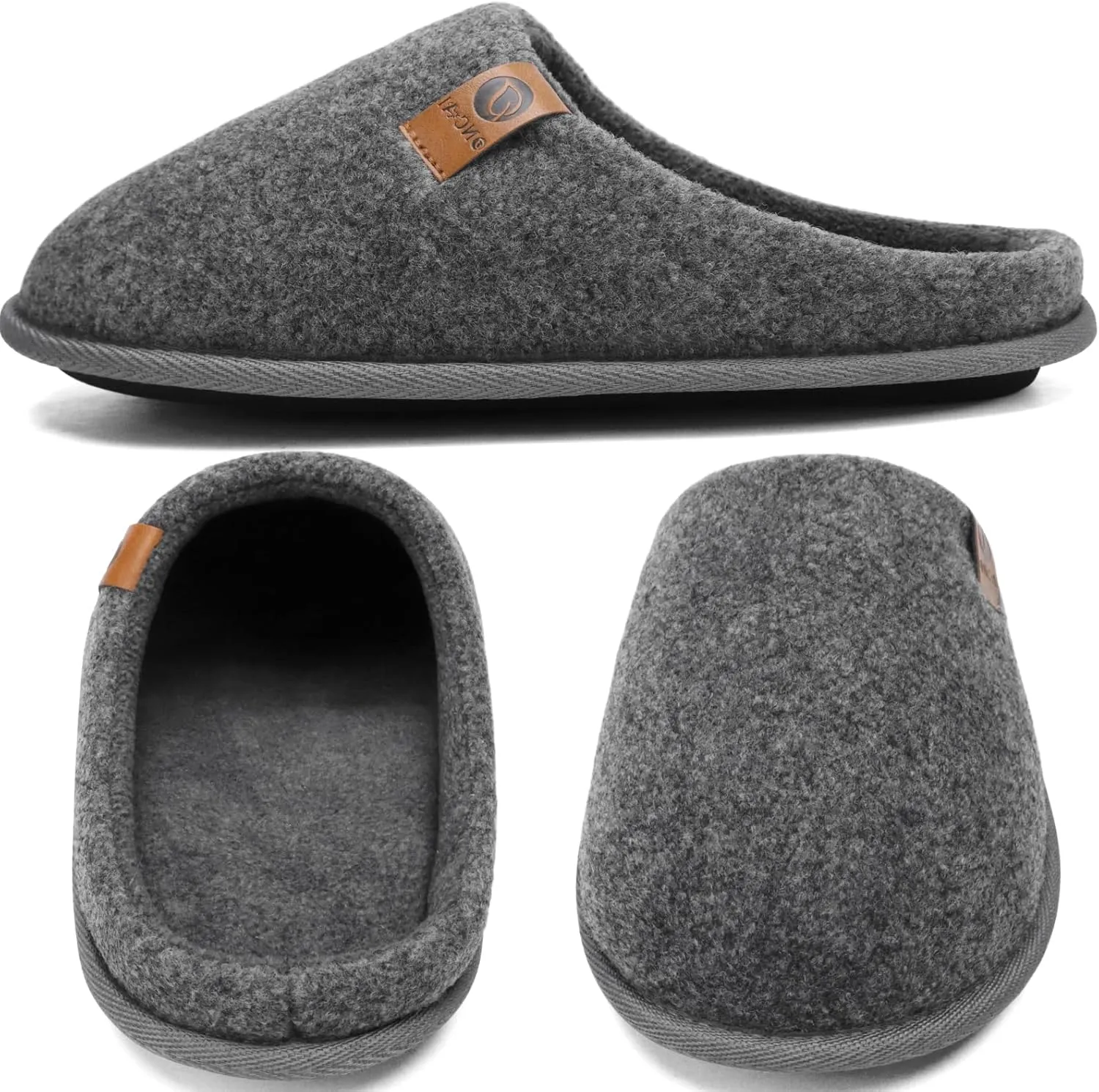 ONCAI Mens Cozy Memory Foam Scuff Slippers Slip On Warm House Shoes Indoor/Outdoor with Best Arch Support