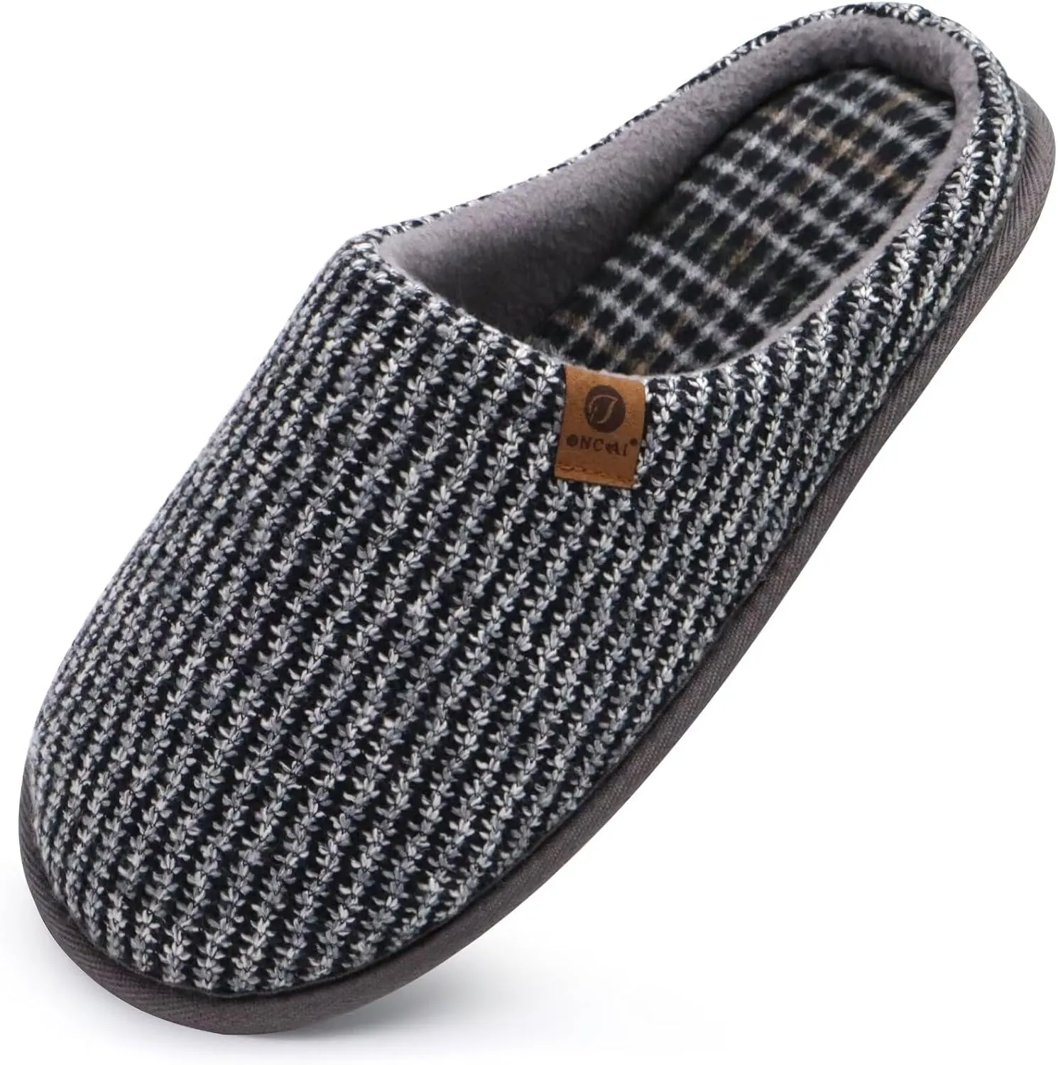 ONCAI Mens Cozy Memory Foam Scuff Slippers Slip On Warm House Shoes Indoor/Outdoor with Best Arch Support