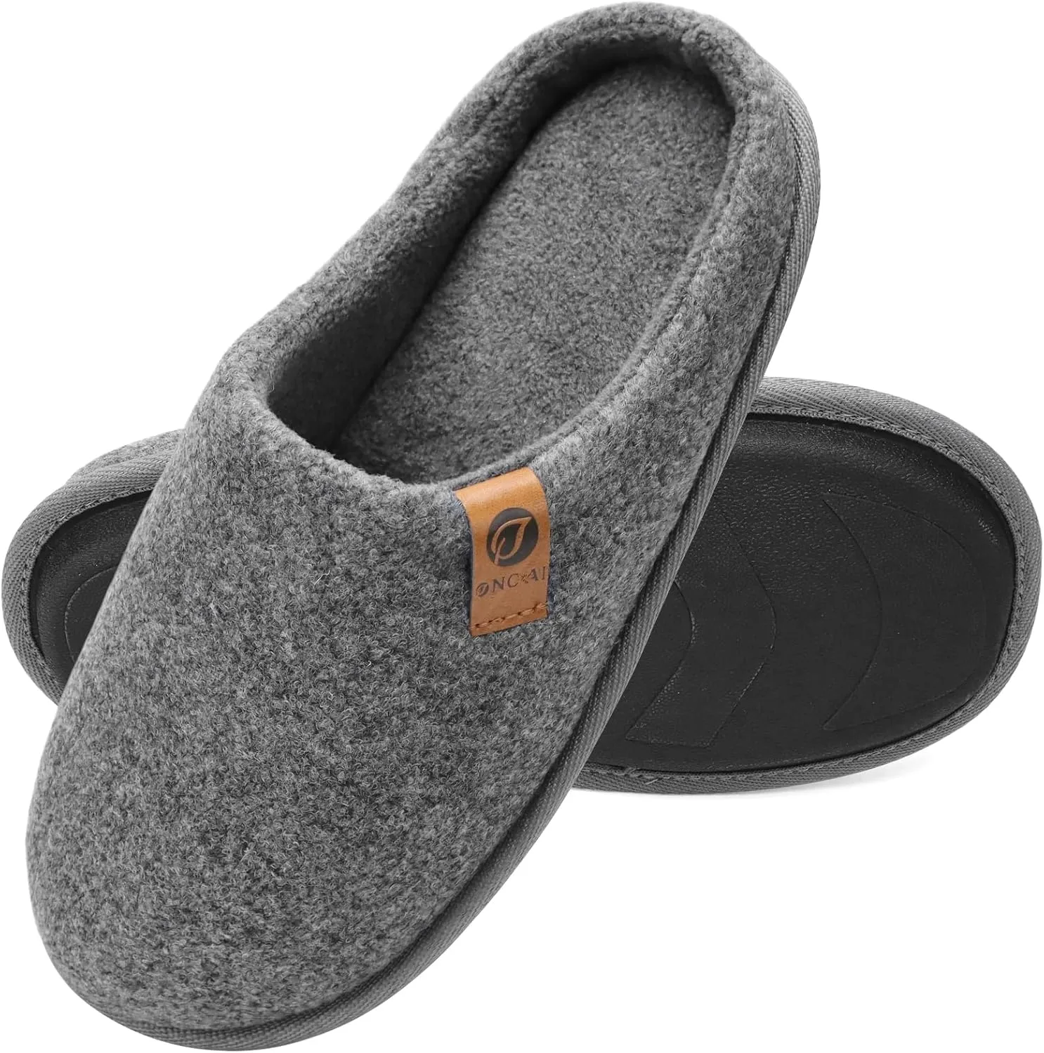 ONCAI Mens Cozy Memory Foam Scuff Slippers Slip On Warm House Shoes Indoor/Outdoor with Best Arch Support