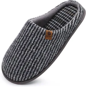 ONCAI Mens Cozy Memory Foam Scuff Slippers Slip On Warm House Shoes Indoor/Outdoor with Best Arch Support