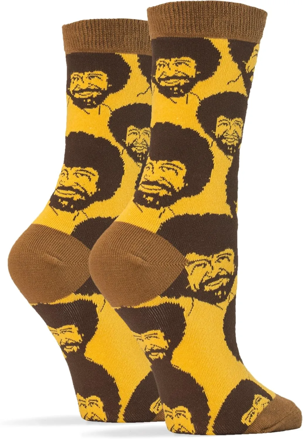 ooohyeah Women's Novelty Funny Bob Ross Crew Socks, Holiday Crazy Fun Dress Socks, Fits Shoe Size 5-10