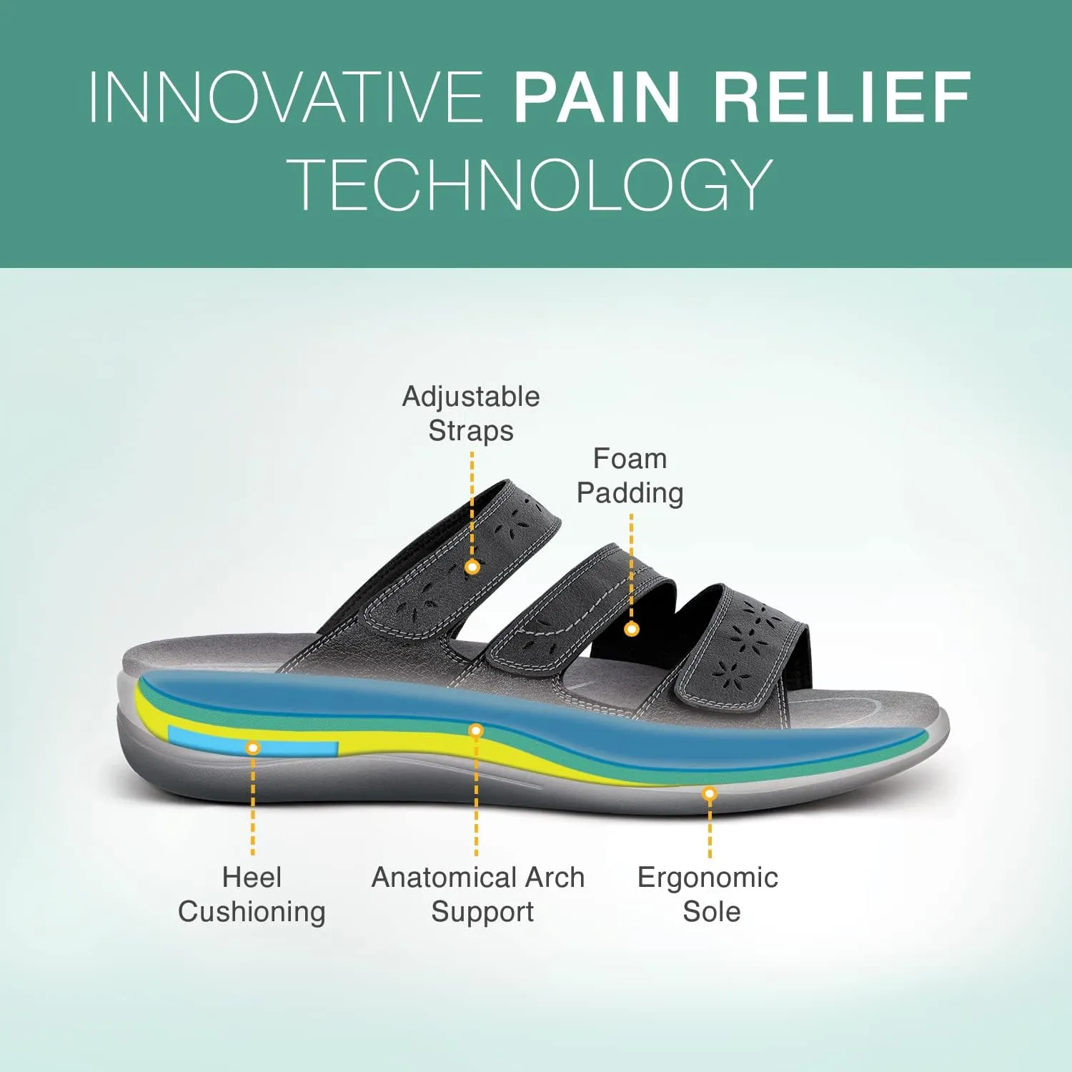Orthofeet Women's Orthopedic Stretchable Slide Sahara Sandals