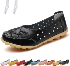 Orthopedic Loafers for Women, Orthopedic Loafers in Breathable Leather, Flats Slip-On Orthopedic Sandals