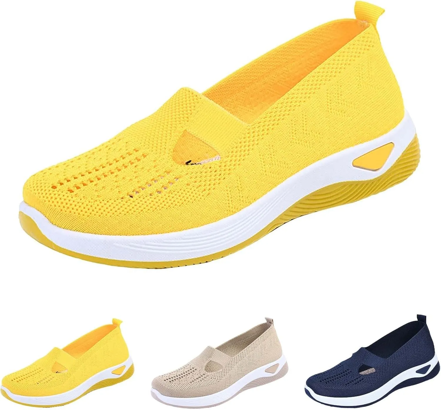 Orthopedic Shoes for Women Mesh Walking Shoes Breathable Non-Slip Slip On Loafers Lightweight Memory Foam Flat Sneakers