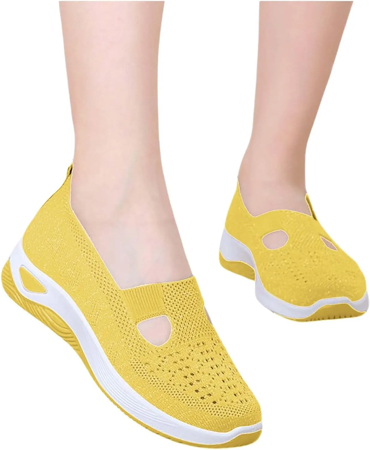 Orthopedic Shoes for Women Mesh Walking Shoes Breathable Non-Slip Slip On Loafers Lightweight Memory Foam Flat Sneakers