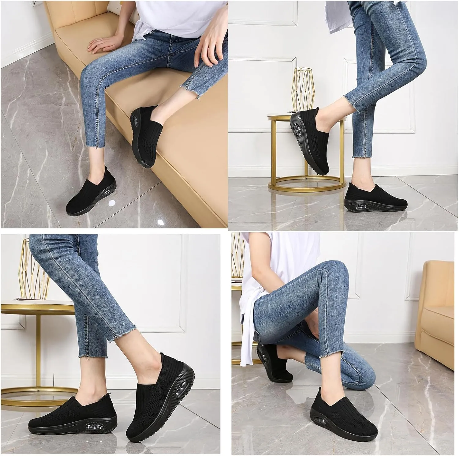 Orthopedic Sneakers for Women New Air Cushion Slip on Walking Shoes Arch Support Lightweight Wedge Walking Sneakers