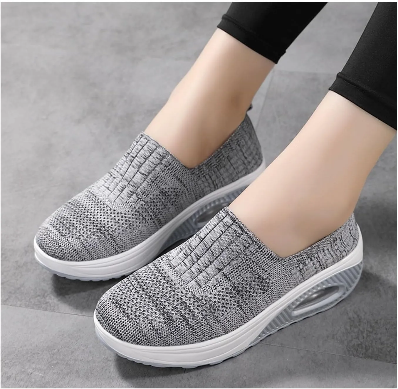 Orthopedic Sneakers for Women Slip-on Light Air Cushion Wedge Walking Shoes Mesh Arch Support Orthopedic Sneakers