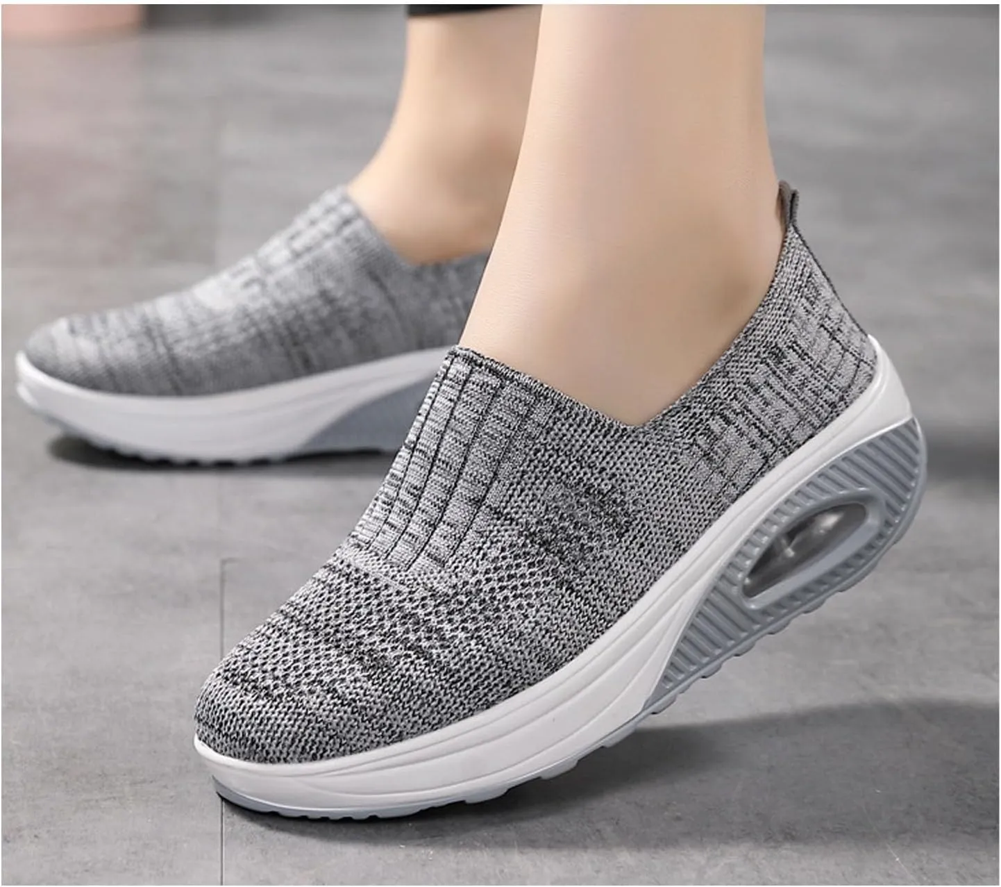 Orthopedic Sneakers for Women Slip-on Light Air Cushion Wedge Walking Shoes Mesh Arch Support Orthopedic Sneakers