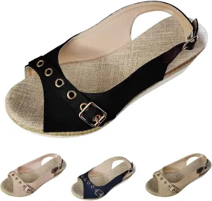 Orthopedic Wedge Sandals for Women Arch Support Trendy Summer Y2K 2025 Solid Spring Buckle Cute Dressy Peep Toe Thick Sole Beach Dress Comfortable