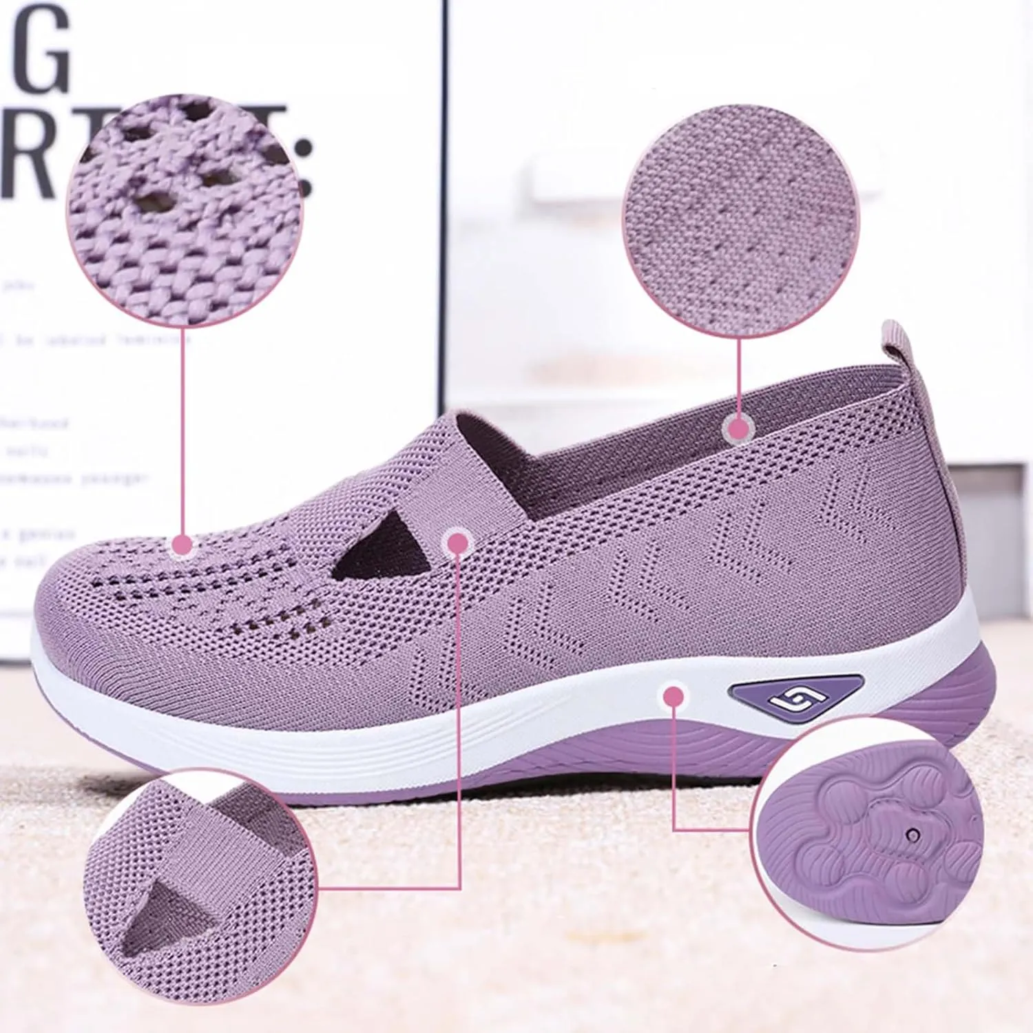 Orthopedic Woven Breathable Soft Slip On Arch Support Walking Casual Running Diabetic Foam Shoes