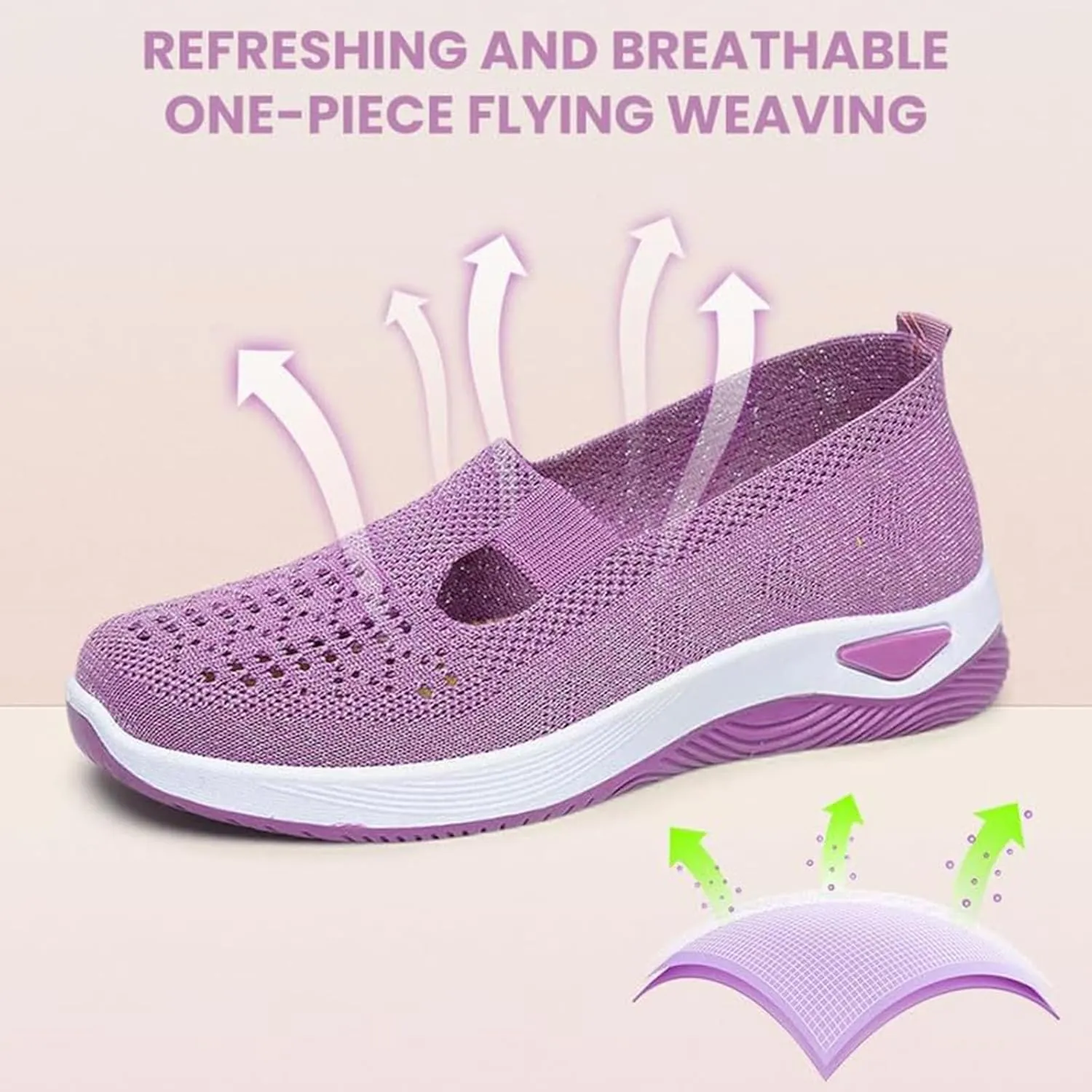 Orthopedic Woven Breathable Soft Slip On Arch Support Walking Casual Running Diabetic Foam Shoes