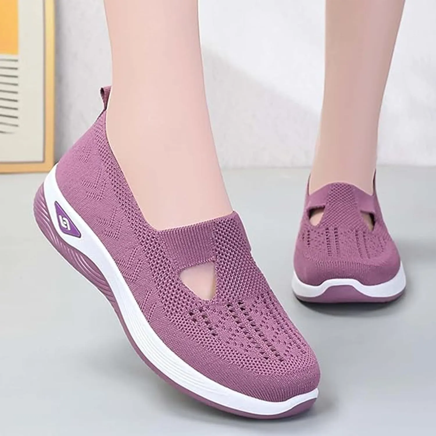 Orthopedic Woven Breathable Soft Slip On Arch Support Walking Casual Running Diabetic Foam Shoes